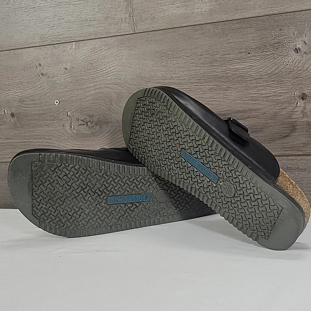 Birkenstock Black Leather Slip on Clog Sandals Sz 43 M10